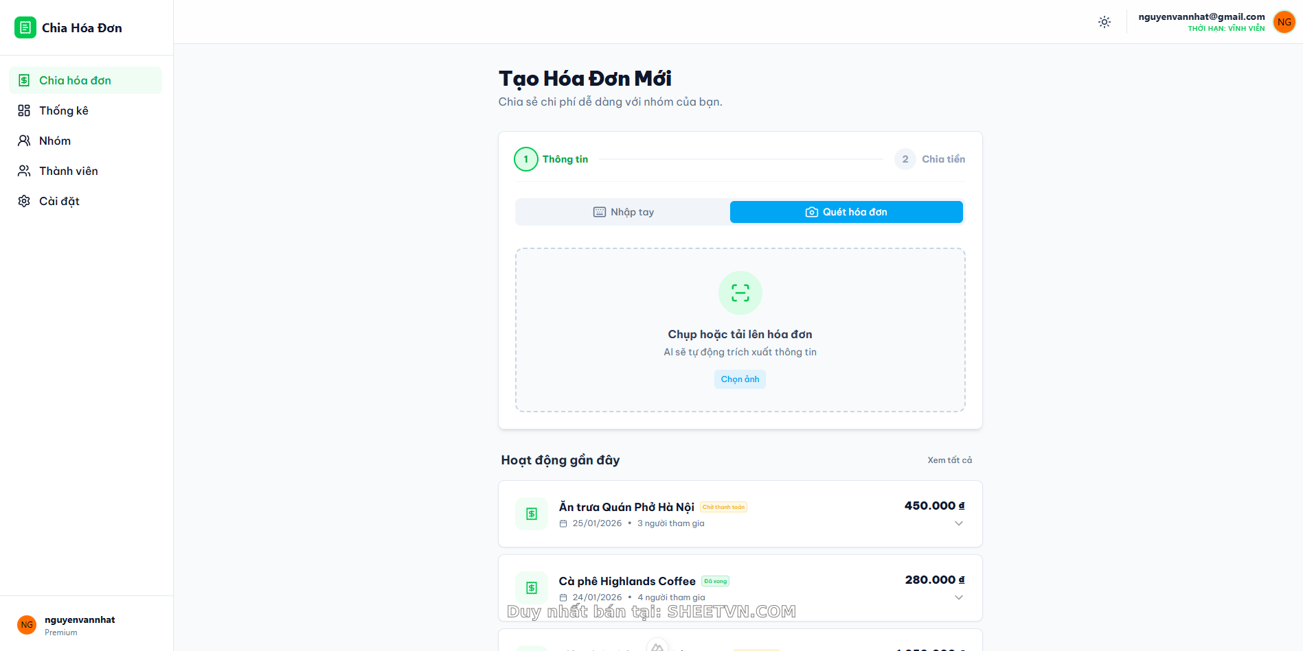 Giao diện ứng dụng trên điện thoại