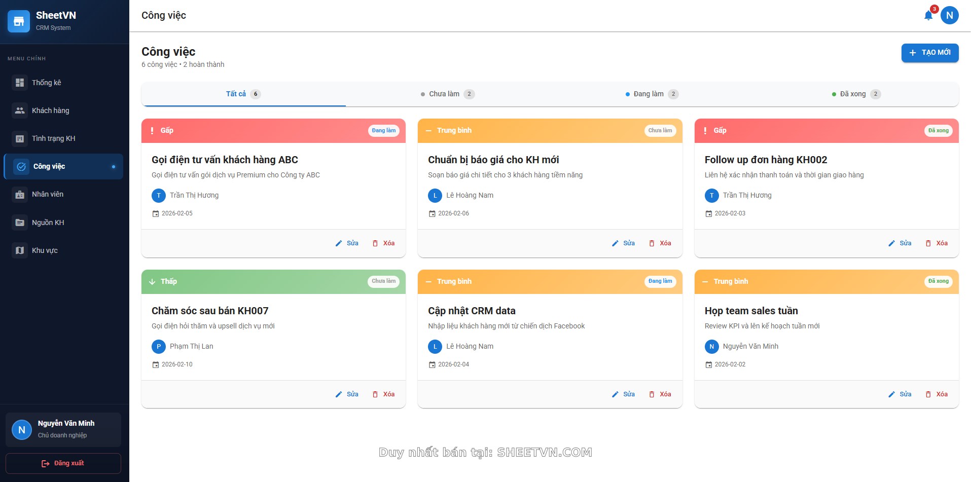 Báo cáo hiệu suất bán hàng