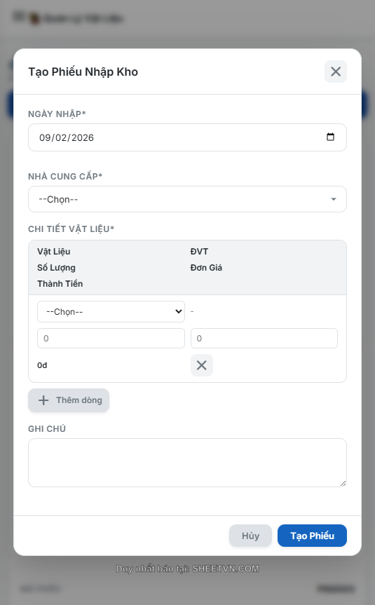 Ví dụ về nhà cung cấp trong App Script