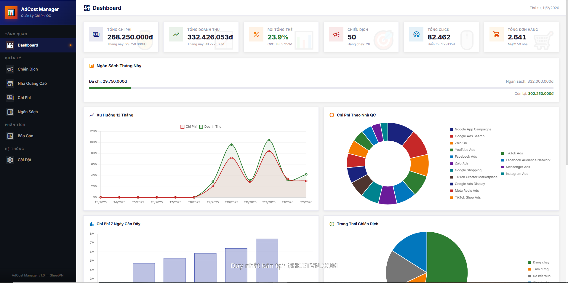 Quản lý chiến dịch AdCost Manager