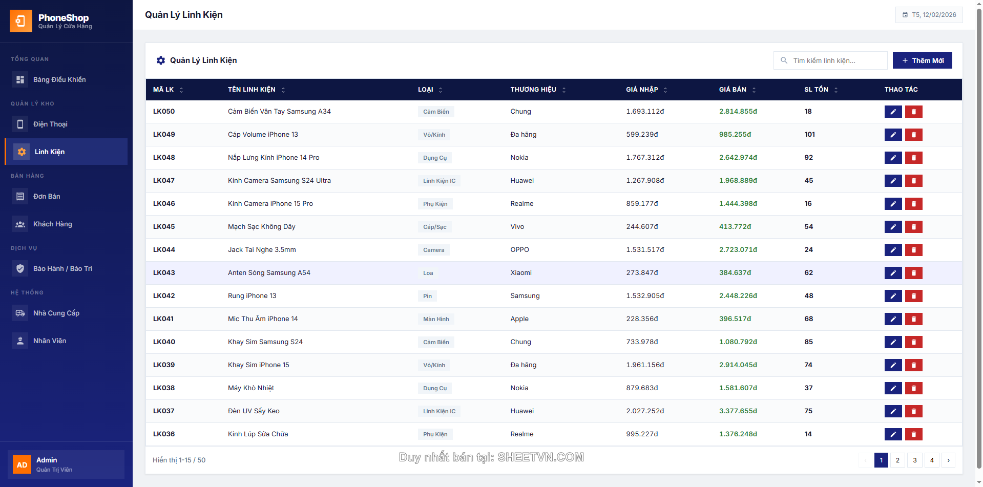 Quản lý đơn bán