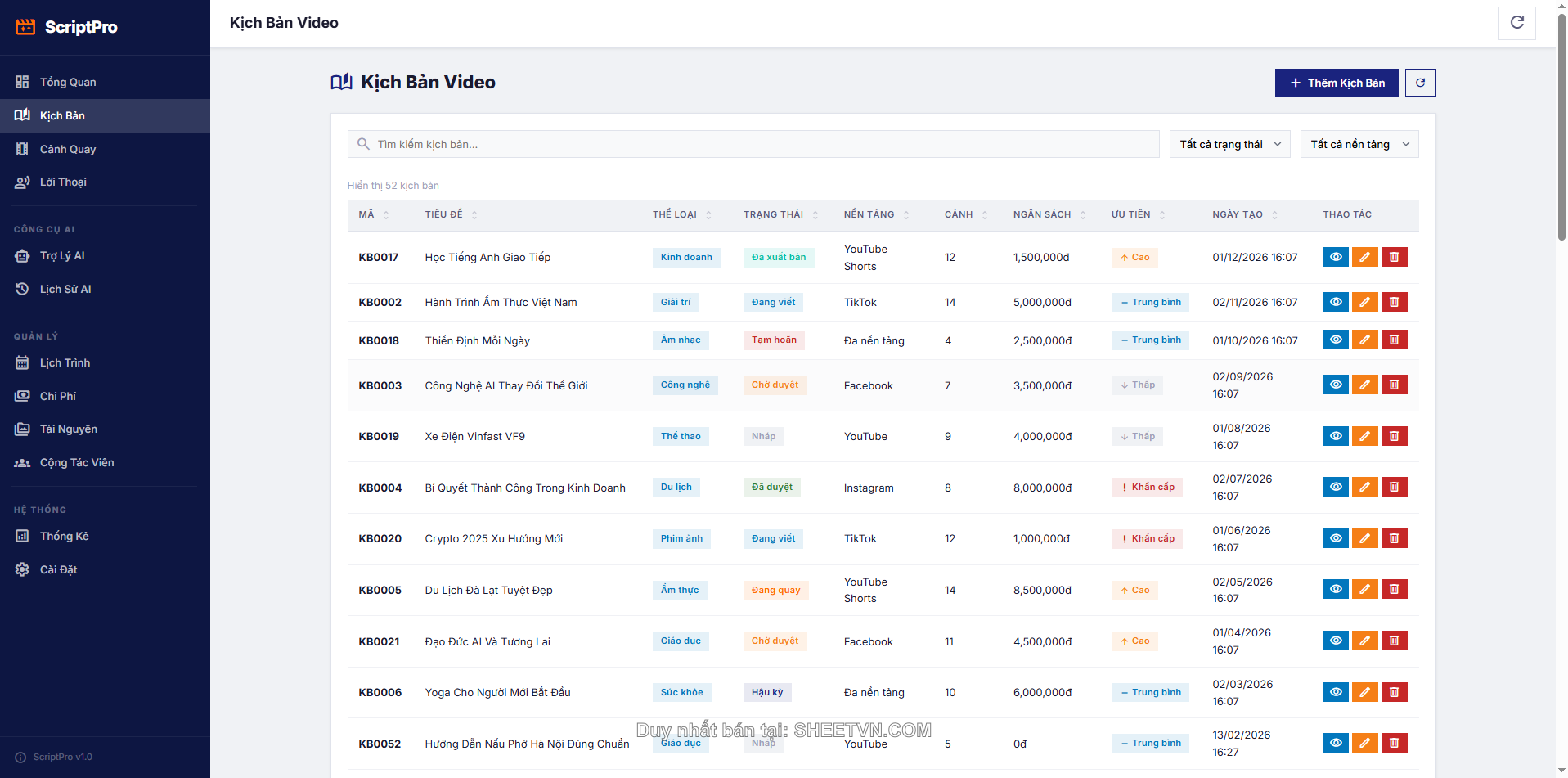 ScriptPro - Quản lý lời thoại