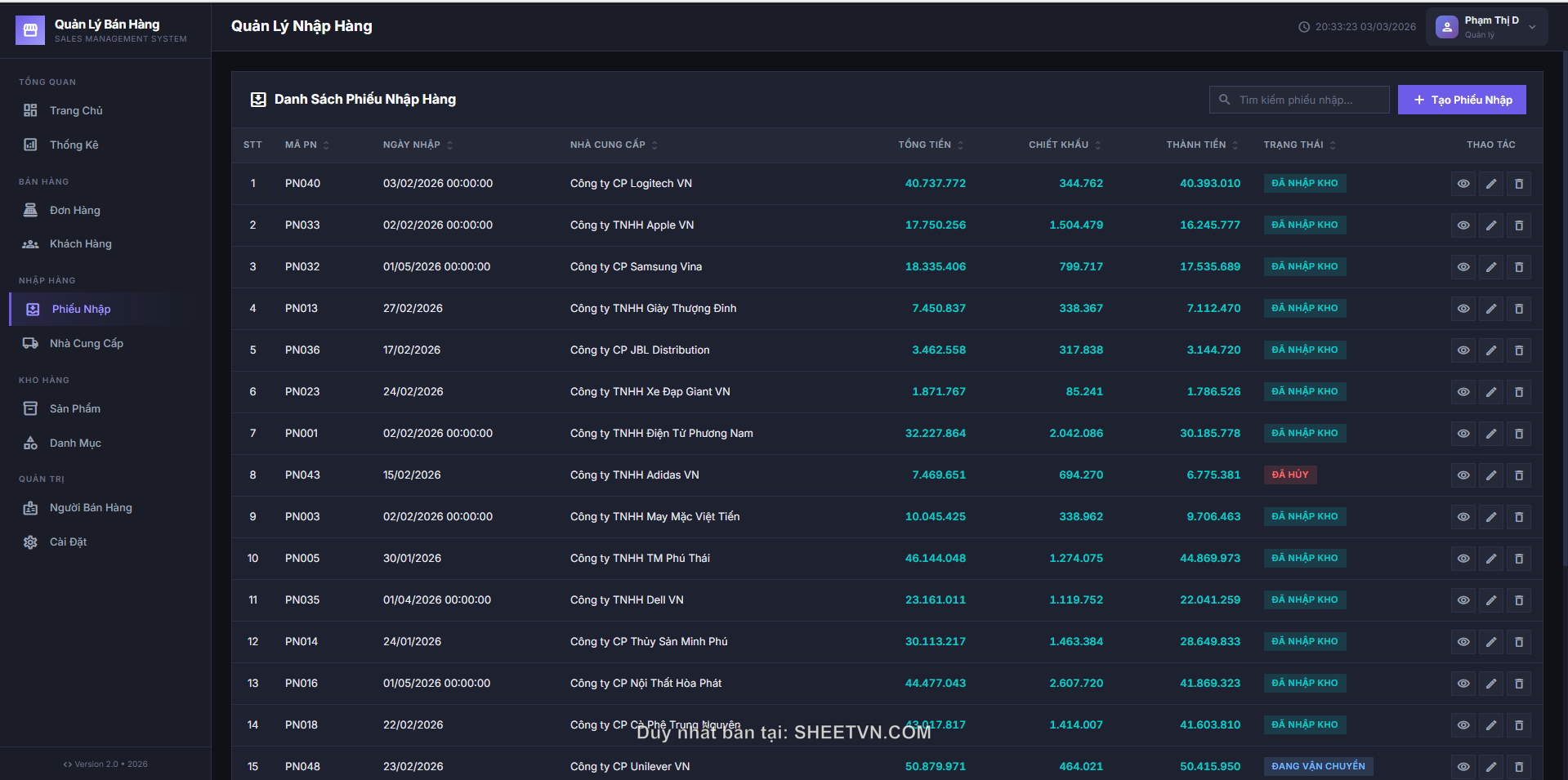 Quản lý sản phẩm