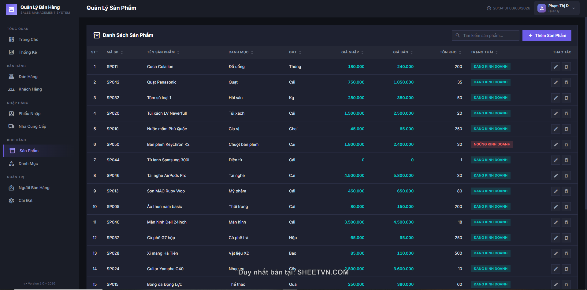 Quản lý người bán hàng