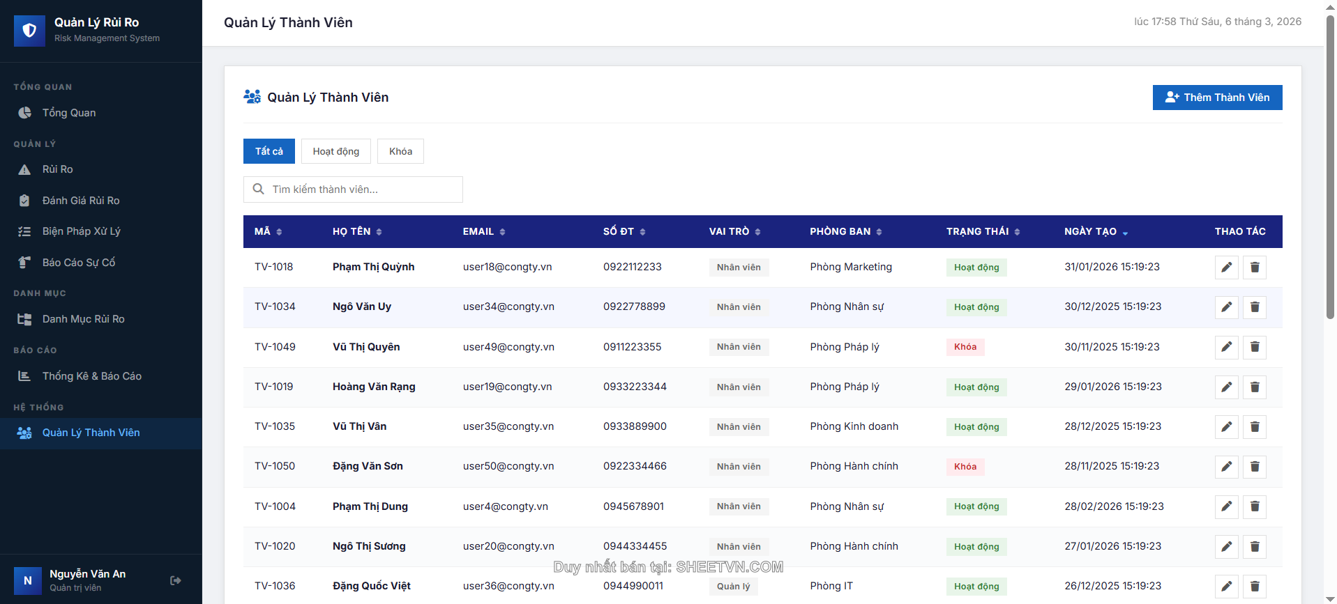 App script quản lý rủi ro - đánh giá rủi ro